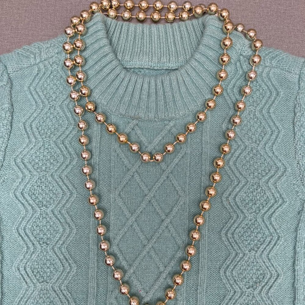 1 pack long and large beaded decorative necklace for sweater and photography